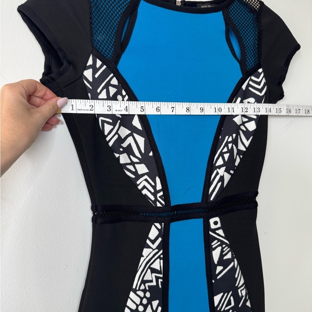 River Island Royal Blue & Black Patterned Dress – Size 8 - Picture 13 of 17